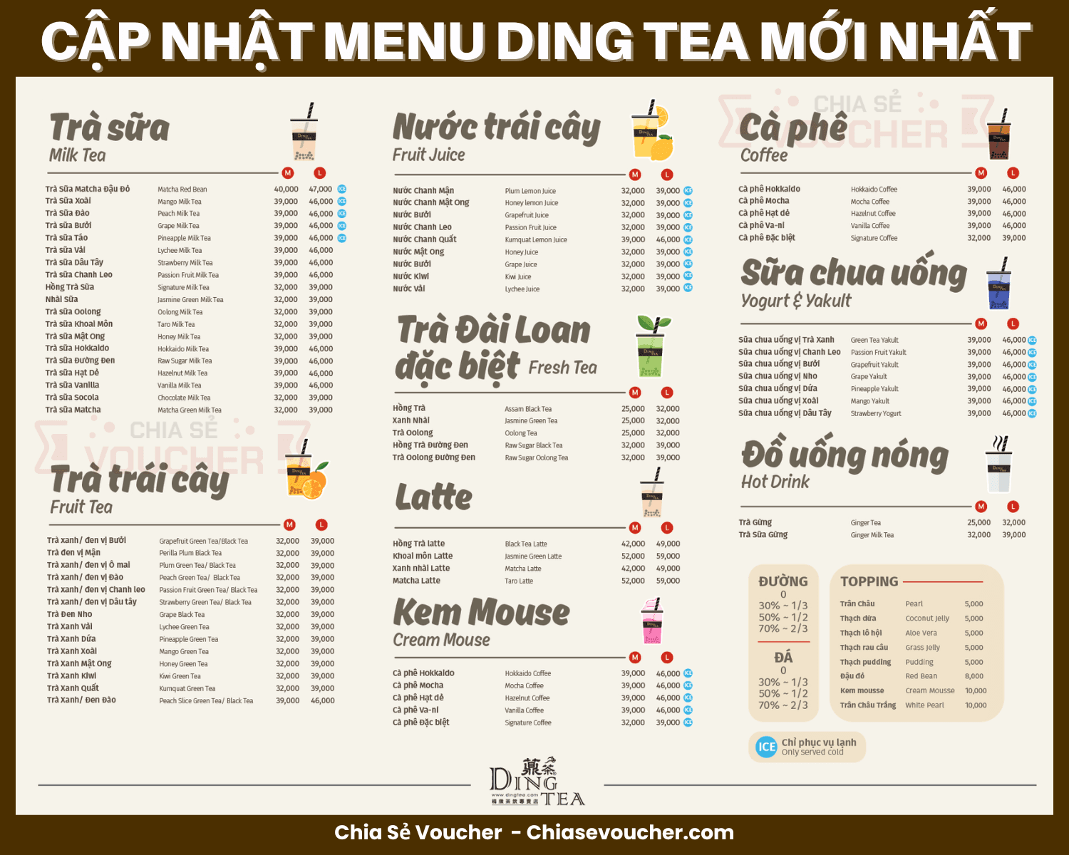 Cập nhật menu Ding Tea mới nhất