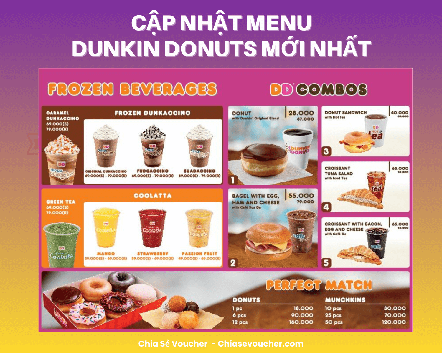 Cập nhật menu Dunkin Donuts mới nhất