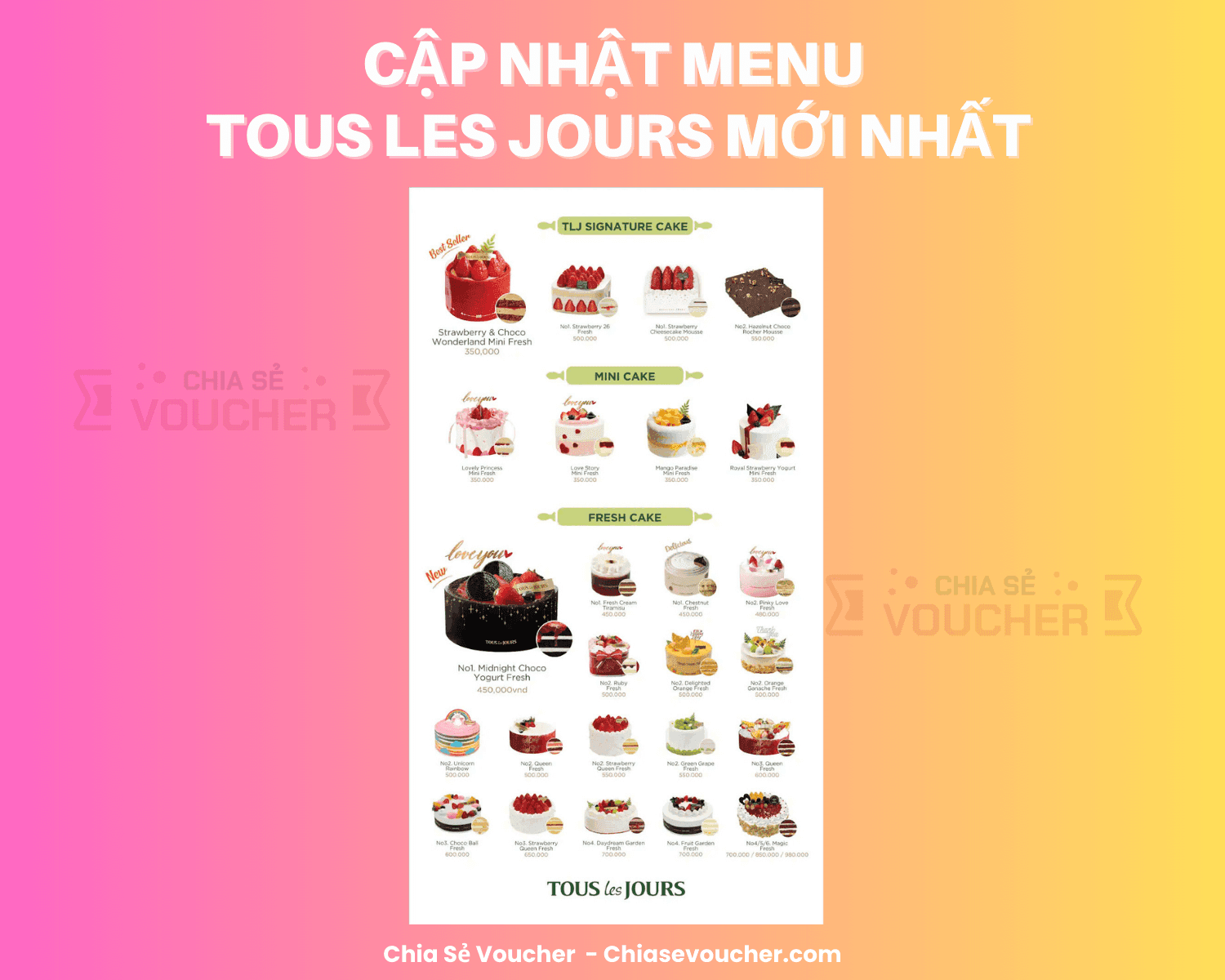 [2026] Cập nhật menu Tous Les Jours mới nhất