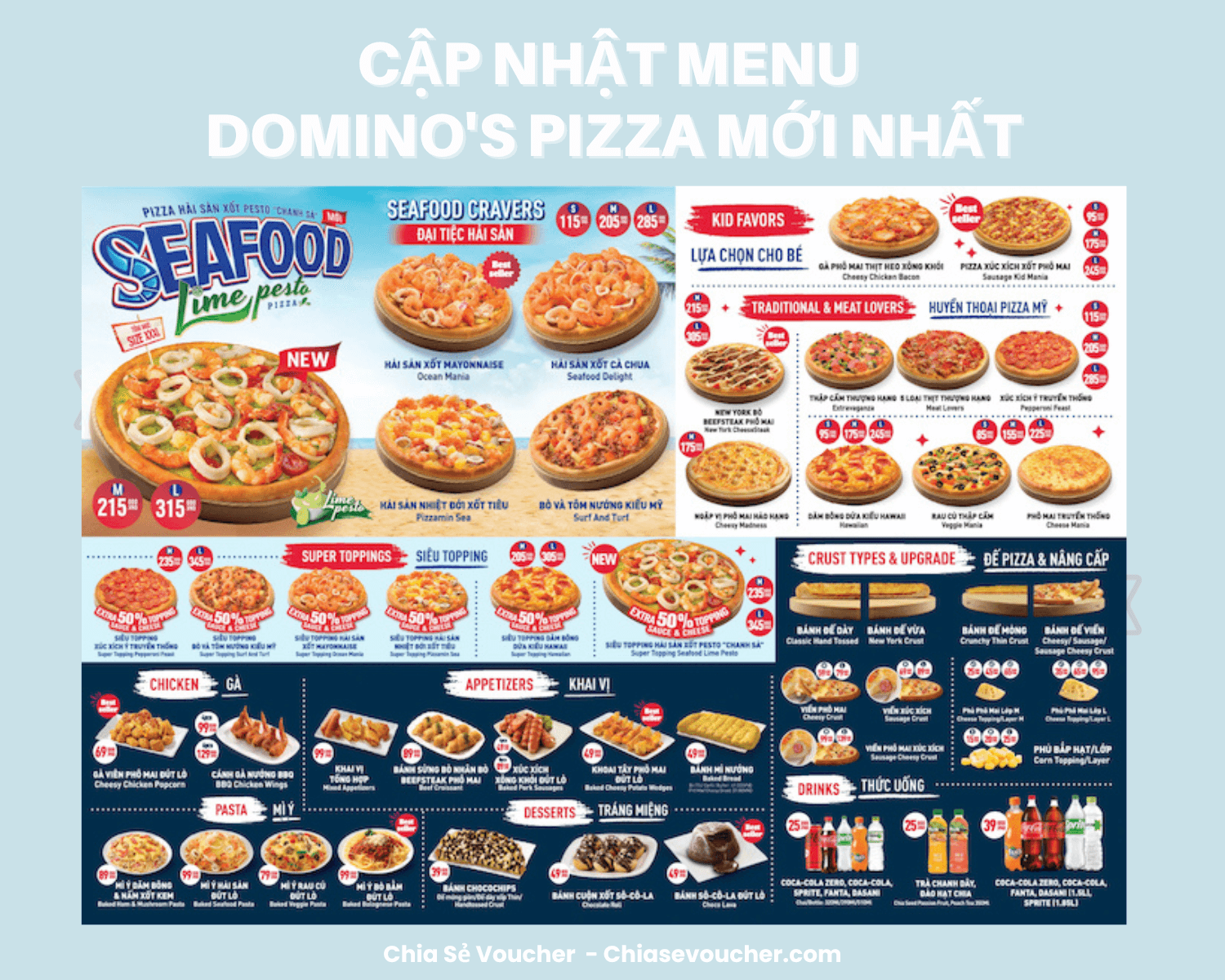 [2026] Cập nhật menu Dominos Pizza mới nhất