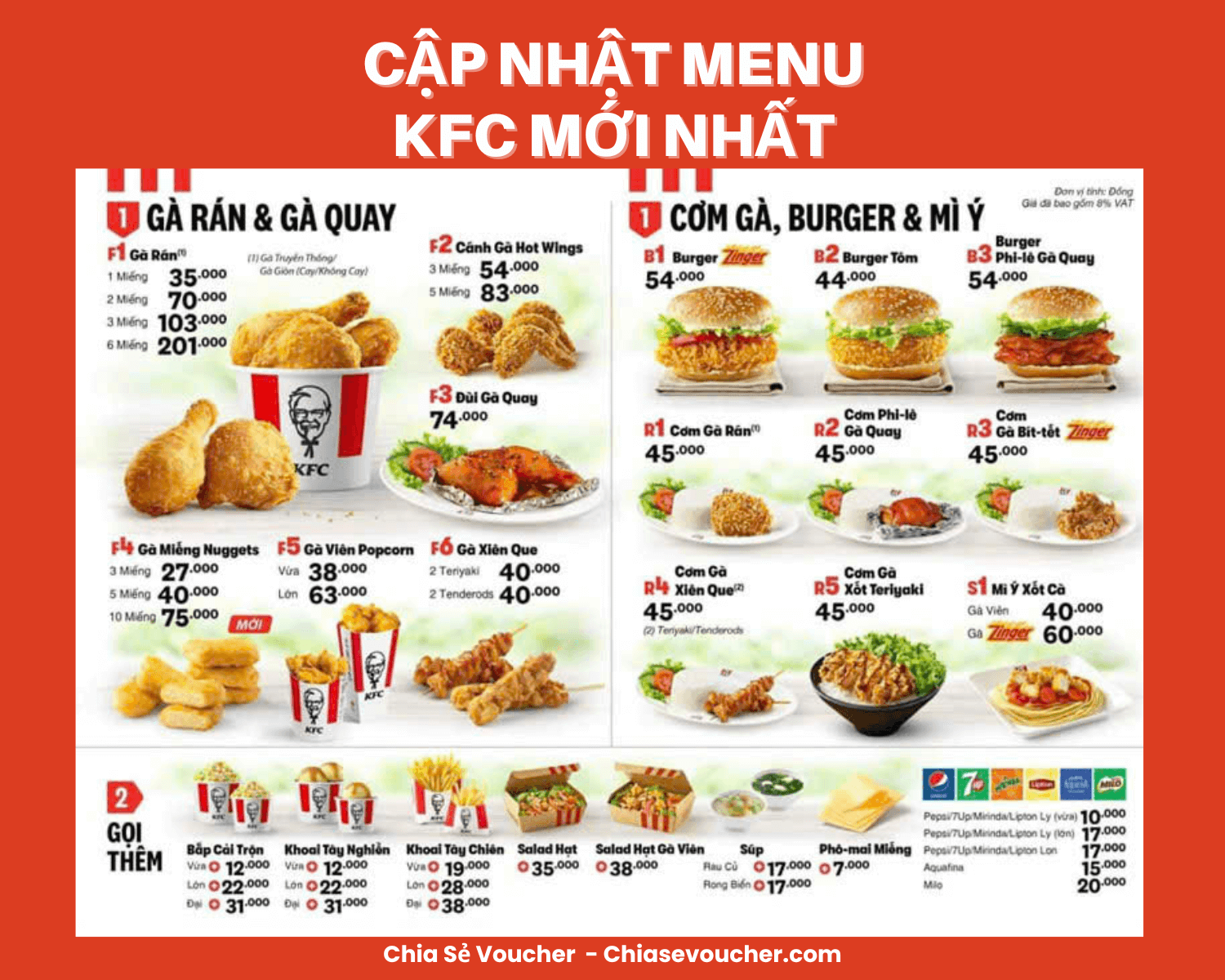 [2026] Cập nhật menu KFC mới nhất