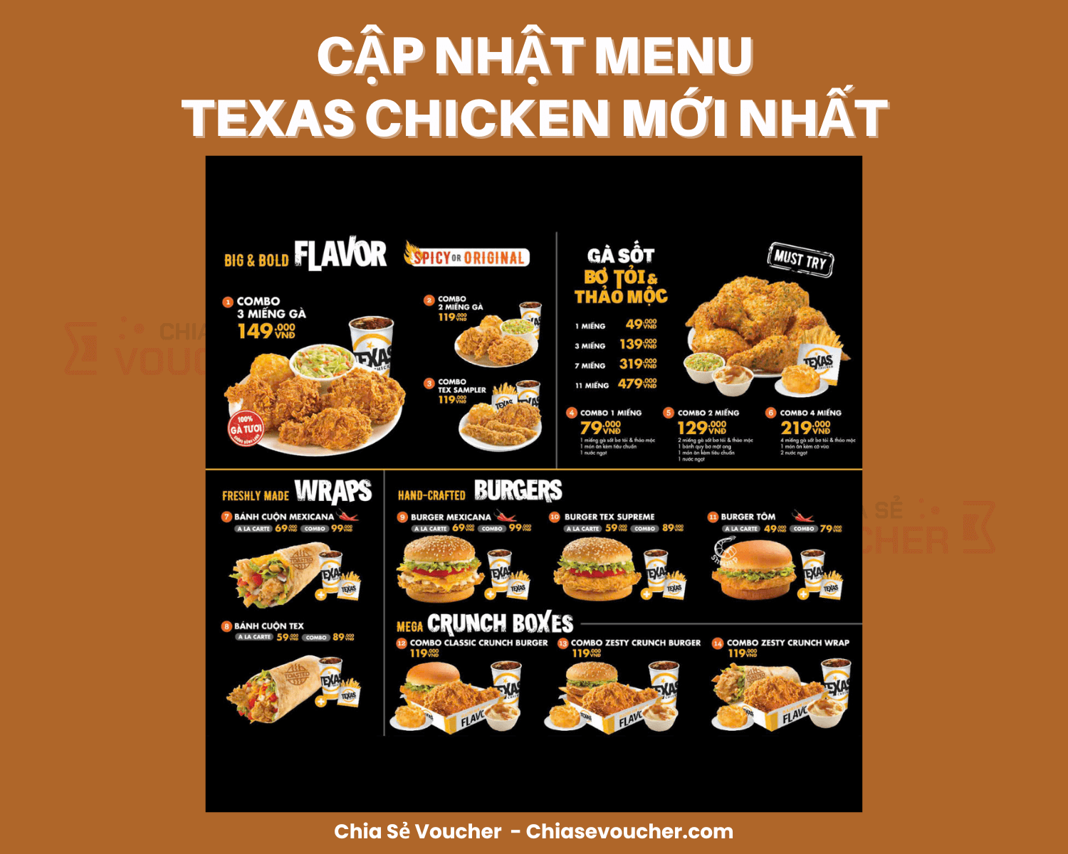 [2026] Cập nhật menu Texas Chicken mới nhất